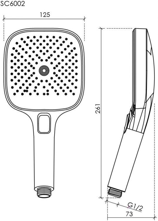 Душевая лейка SANCOS Nok square, кнопочное управление, 125x125 мм, 3 режима, цвет черный матовый, SC6002MB Душевая лейка SANCOS Nok square, кнопочное управление, 125x125 мм, 3 режима, цвет черный матовый, SC6002MB