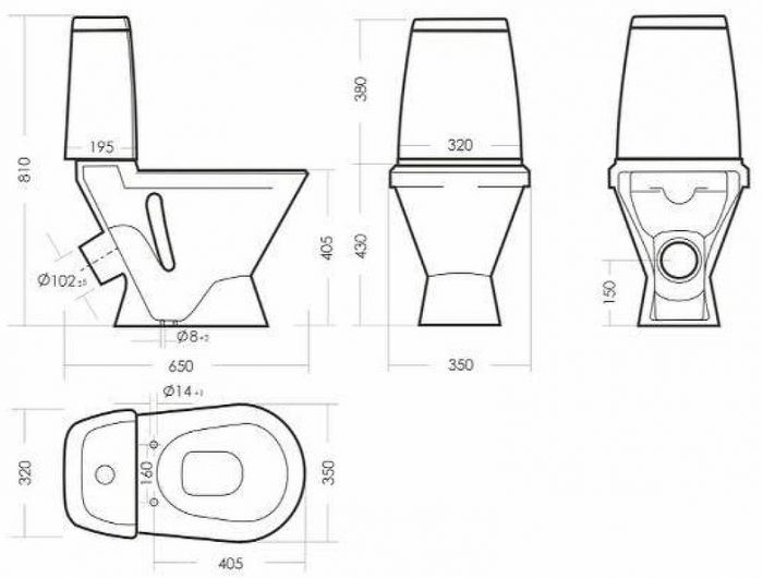 Унитаз Sanita Кама эконом WC.CC/Kama/1-P/WHT.G/S1 Белый