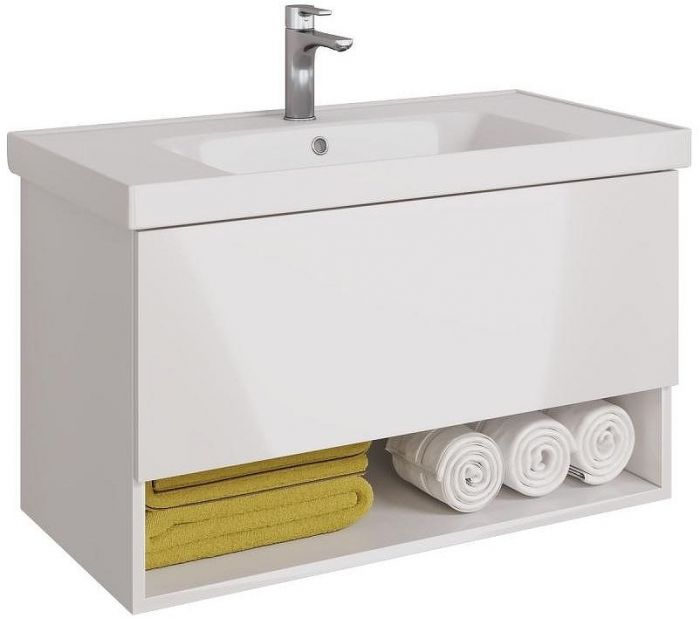 Тумба под раковину Dreja Perfecto 90 99.0808 подвесная Белый глянец