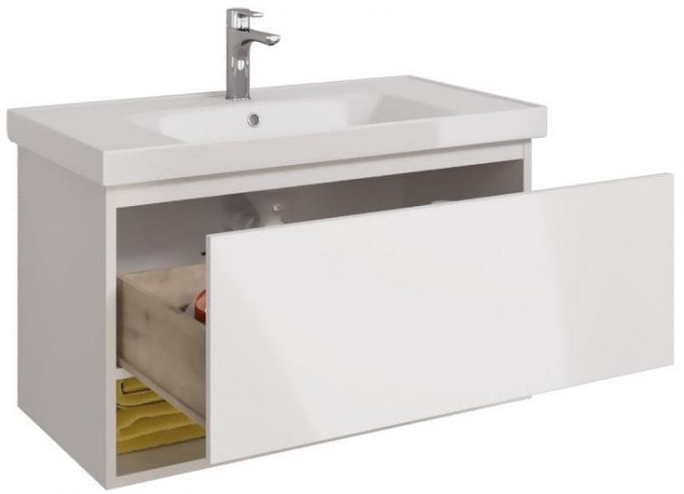Тумба под раковину Dreja Perfecto 90 99.0808 подвесная Белый глянец