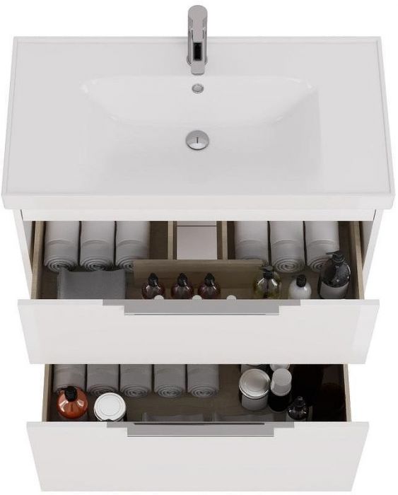 Тумба под раковину Dreja Prime 90 99.9302 подвесная Белый глянец