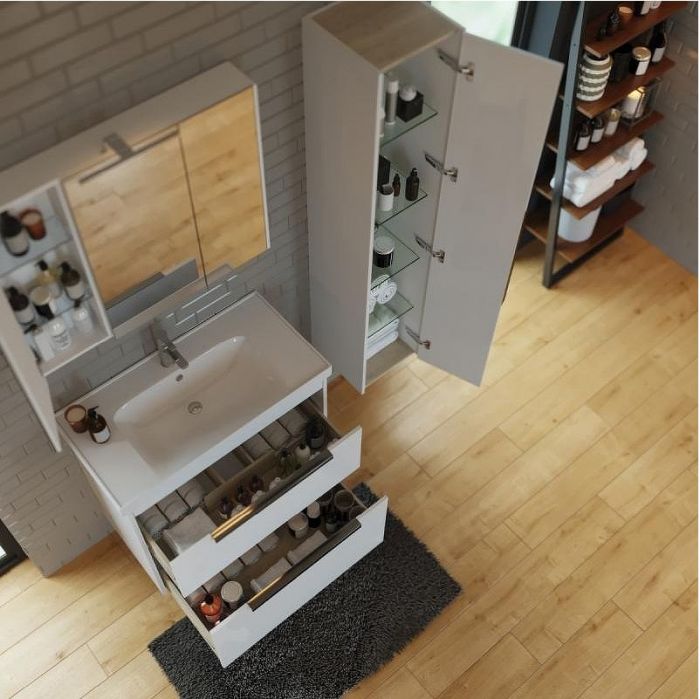 Тумба под раковину Dreja Prime 90 99.9302 подвесная Белый глянец