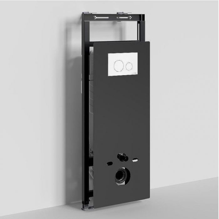 Инсталляция WasserKRAFT Salm 27TLT.010.ME.BL.WM02 для унитаза Черное стекло с Белой матовой клавишей смыва