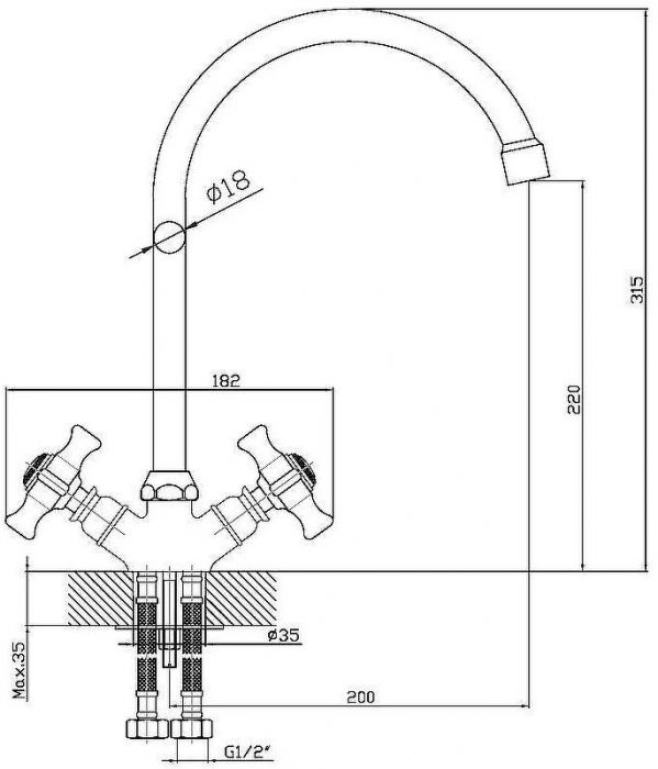 Смеситель для кухни Agger Retro-X A1700000 Хром