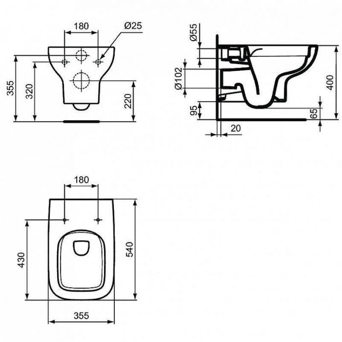 Комплект унитаза с инсталляцией Ideal Standard I.Life A I001701 с сиденьем Микролифт