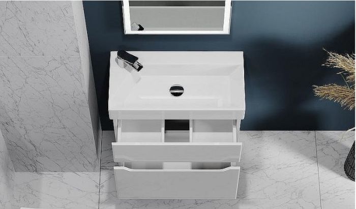 Тумба под раковину Raval Brik 65 Brk.01.65/P/W/RL подвесная Белая
