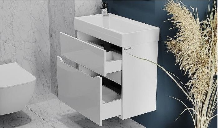 Тумба под раковину Raval Brik 65 Brk.01.65/P/W/RL подвесная Белая