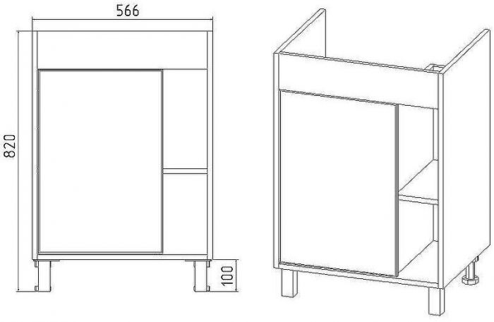 Тумба под раковину VIANT Бостон 60 VBOS60COG-T1ST Графит матовый Дуб Вотан