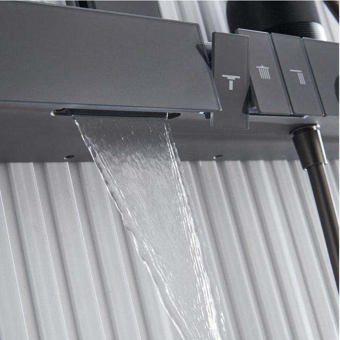 Душевая система Black&White Gravity GH-9005-GM 9005GM с термостатом цвет Gun Metal