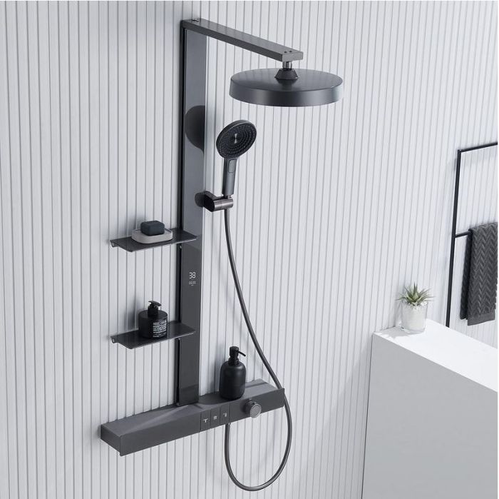 Душевая система Black&White Gravity GH-9005-GM 9005GM с термостатом цвет Gun Metal