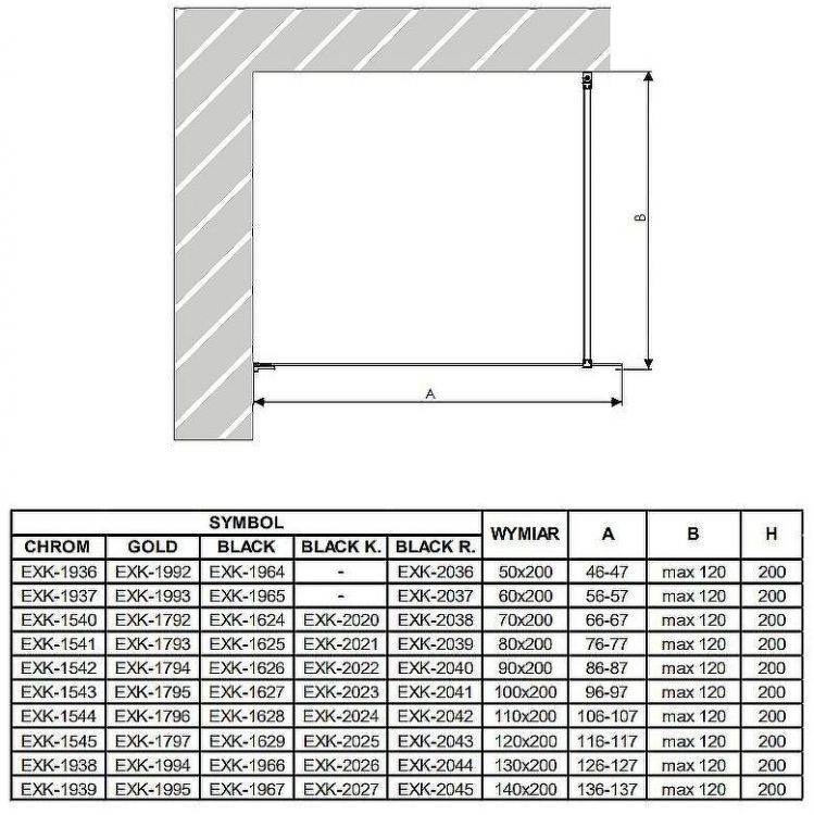 Душевая перегородка New Trendy Avexa Black 90 EXK-1626 профиль Черный стекло прозрачное