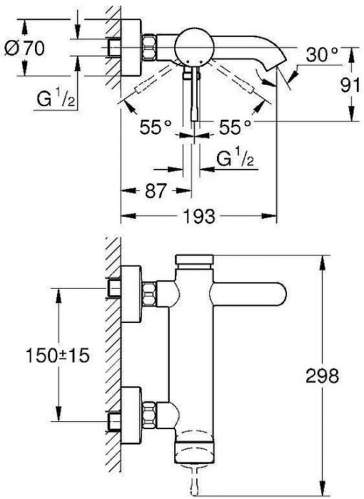 Смеситель для ванны Grohe Essence+ 33624001 Хром