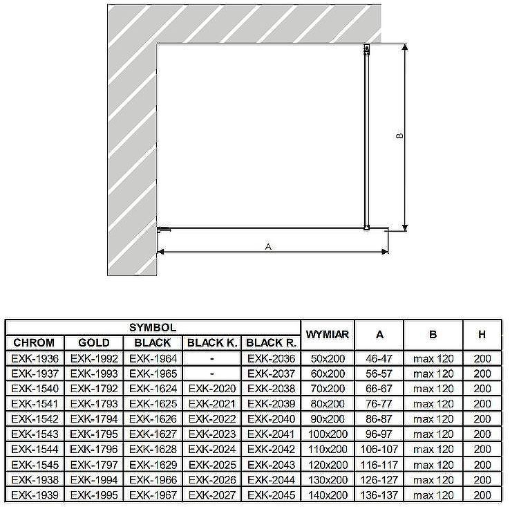Душевая перегородка New Trendy Avexa Black 80 EXK-2039 профиль Черный стекло прозрачное