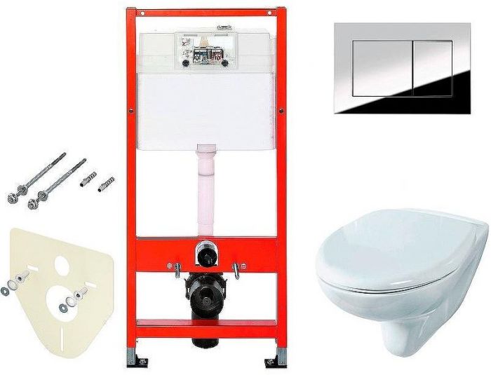 Комплект унитаза Rosa Элеганс Люкс Вн УнБ32 4620008195438 с инсталляцией Tece Profil 9400412 с сиденьем Микролифт и клавишей смыва Хром глянцевый