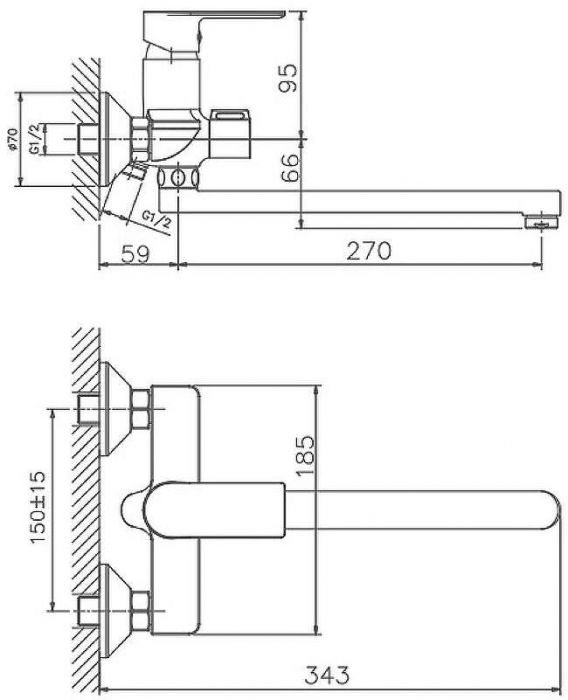 Смеситель для ванны Haiba HB22505-8 универсальный Белый Хром