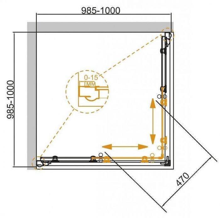 Душевой уголок Cezares Giubileo A-2 100х100 GIUBILEO-A-2-100-SCORREVOLE-CP-Br стекло прозрачное с матовым принтом профиль Бронза