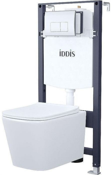 Комплект унитаза с инсталляцией Iddis Basic BASBI01i73 с сиденьем Микролифт и клавишей смыва Хром