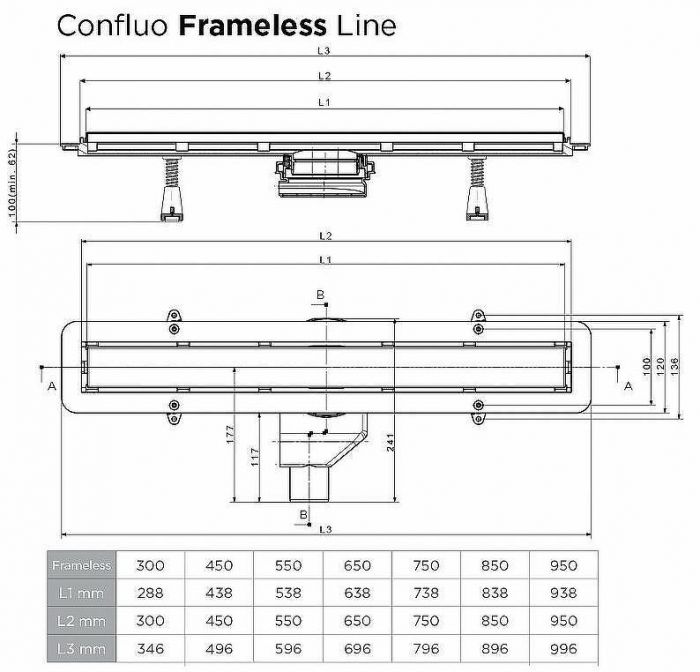 Душевой лоток Pestan Confluo Frameless Line 750 13701223 с двухсторонней решеткой Золото глянцевый / полая под плитку