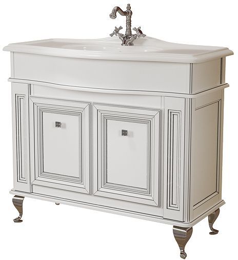 Тумба под раковину Caprigo Fresco 100 10614G-021.CRM.00.05 цвет Белый с серебрянной патиной Тумба под раковину Caprigo Fresco 100 10614G-021.CRM.00.05 цвет Белый с серебрянной патиной