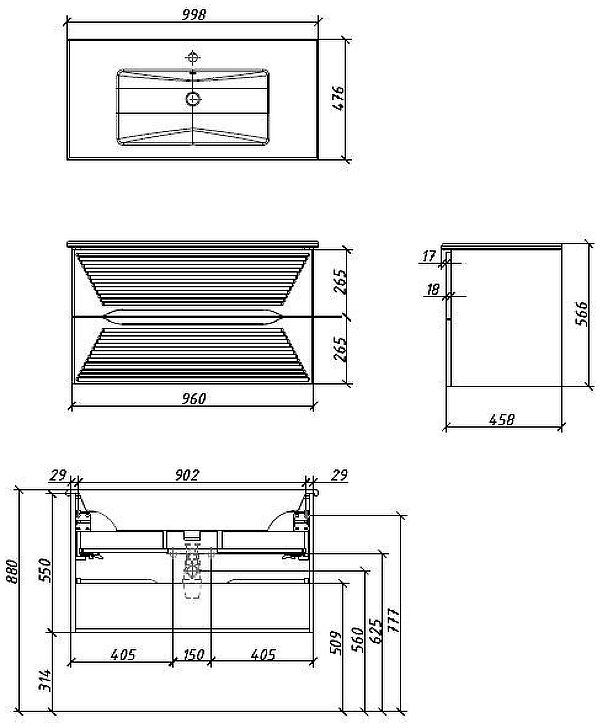 Тумба под раковину Caprigo Modo Terza 100 35615-SF027 подвесная цвет Белый Тумба под раковину Caprigo Modo Terza 100 35615-SF027 подвесная цвет Белый