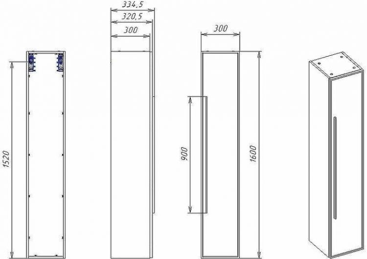 Шкаф пенал La Fenice Elba 30 FNC-05-ELB-G-30 подвесной Серый матовый