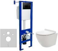 Комплект унитаза AQUAme AQM2002 с инсталляцией Berges Atom 410 040332 с сиденьем Микролифт и Черной матовой клавишей смыва