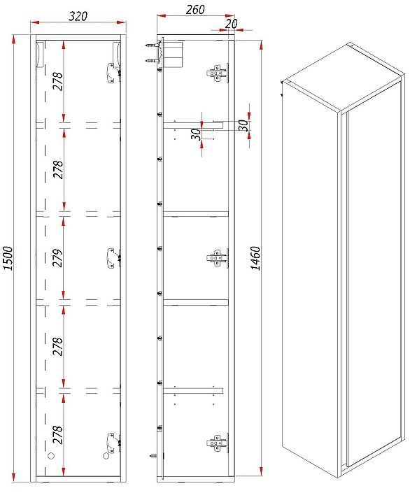 Шкаф пенал ЗОВ Парма 32 PPAT подвесной цвет Древесина Аттик