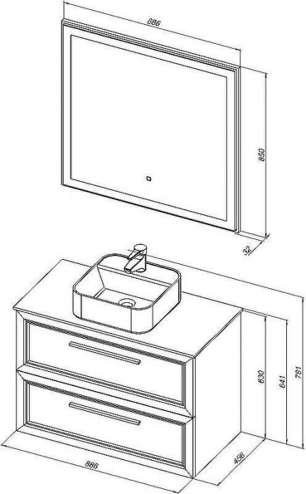Комплект мебели для ванной STWORKI Эстерсунд 90 460300 подвесной Белый матовый Монте тиберио
