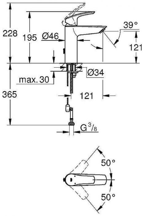 Смеситель для раковины Grohe Eurosmart 23323003 Хром