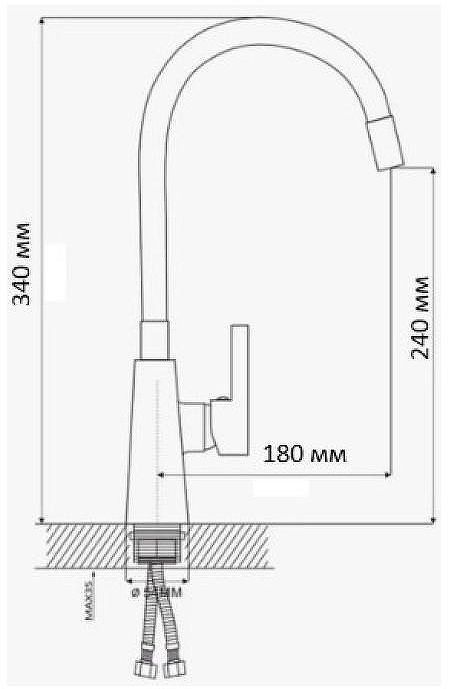 Смеситель для кухни D-Lin D155302-3 цвет  Хром  Белый