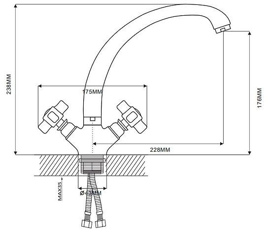 Смеситель для кухни Ekko E42018 цвет Хром