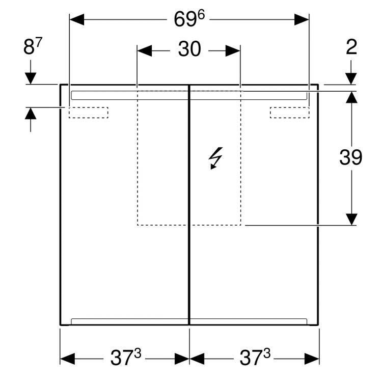 Зеркальный шкафчик Geberit Option с подсветкой 75х70х15 [500.205.00.1]