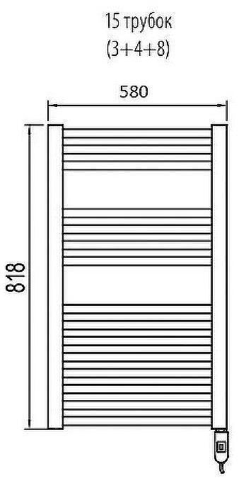 Электрический полотенцесушитель Irsap Ares 580x818 EIS058IK1IR01NNN01 Черный матовый