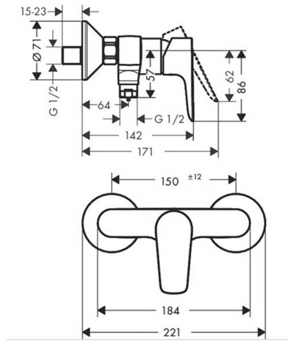 Hansgrohe Talis E, Смеситель для душа, Цвет: хром