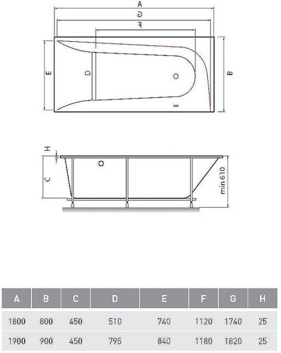 Акриловая ванна Vayer Boomerang 180x80 R Гл000010523 без гидромассажа