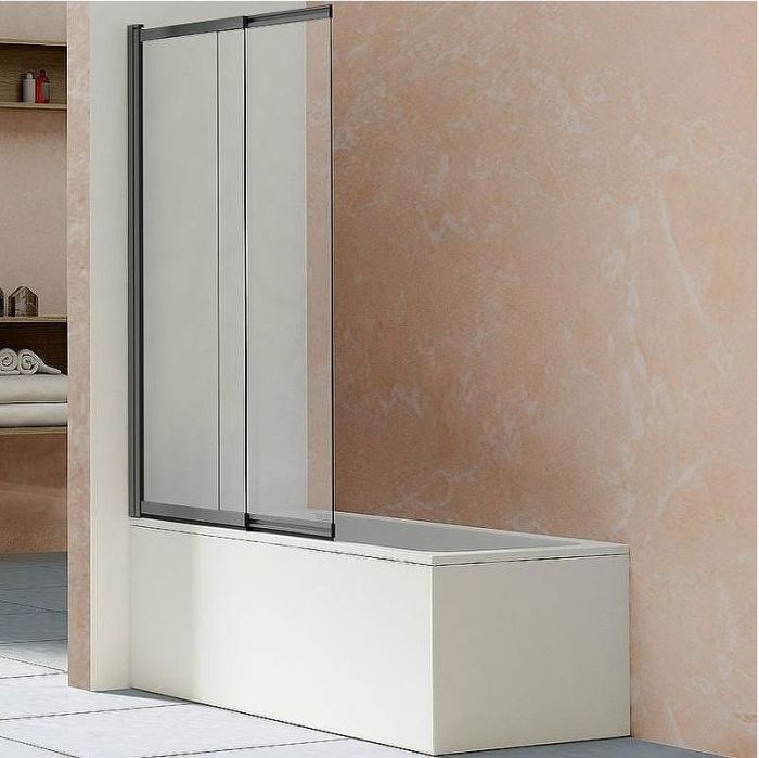 Шторка на ванну Vincea VSB-1E 100х145 VSB-1E100CLGM профиль Вороненая сталь стекло прозрачное