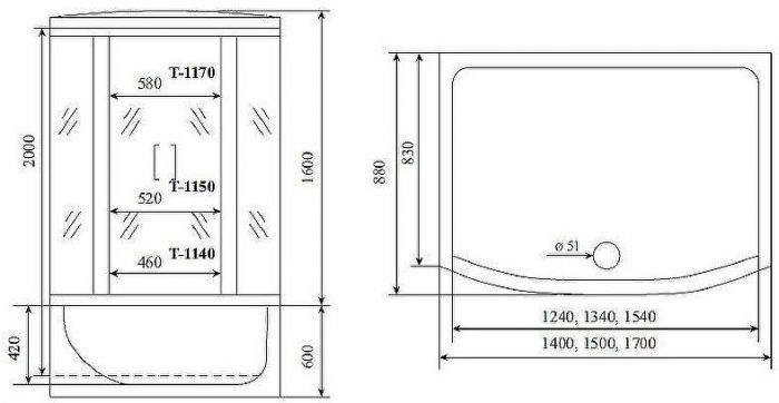 Душевой бокс Timo Standart 140x88 T-1140 с гидромассажем