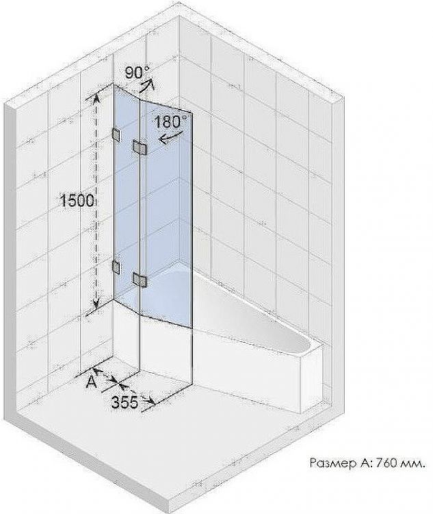Шторка на ванну Riho VZ Scandic NXT X500 Geta 160 111 P G001166120 (GX00612C2) профиль Хром стекло прозрачное