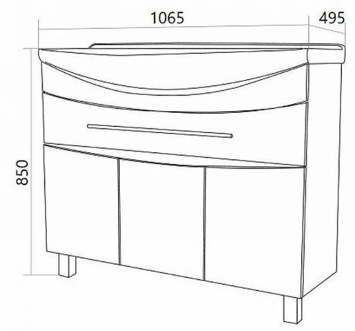 Тумба под раковину 1MarKa Lina Classic New 105Н У94491 Белый глянец