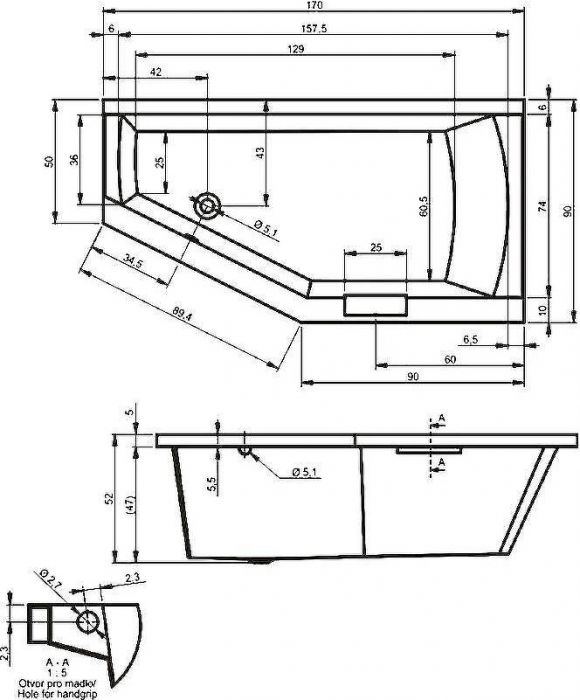 Акриловая ванна Riho Geta 170x90 B032001005 (BA8900500000000) L без гидромассажа