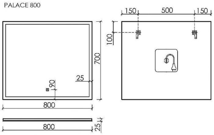 Зеркало Sancos Palace 80 PA800 с подсветкой с сенсорным выключателем