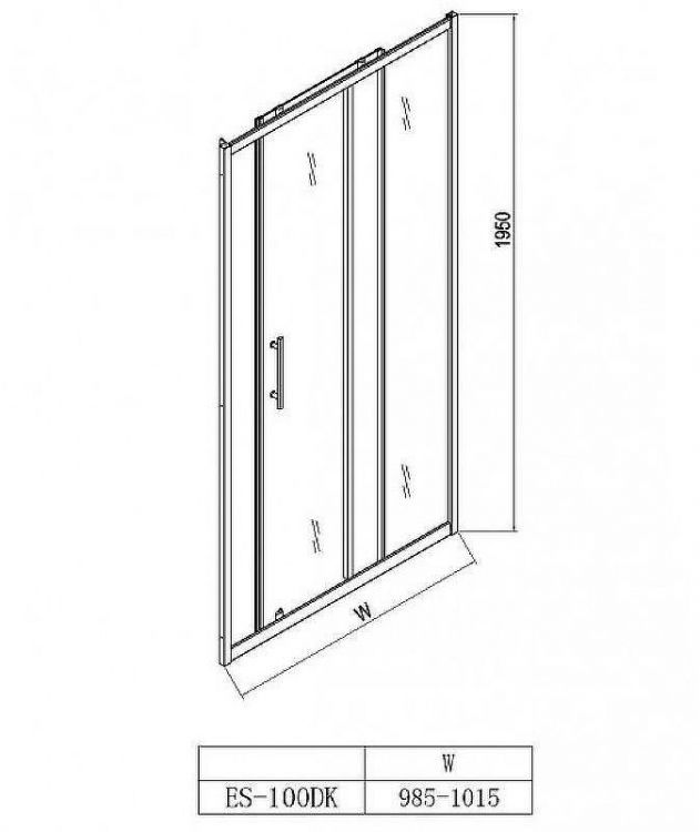 Душевая дверь Esbano ES-100DK 100 ESDN100DK профиль Хром стекло прозрачное