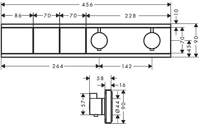 Hansgrohe RainSelect Термостат для душа, 2 источника, внешняя часть, цвет: черный матовый