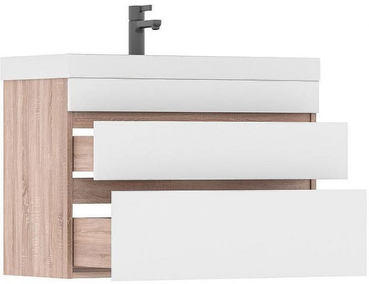 Тумба под раковину Volna Conty 80.2Y tpCNT80.2Y-01 подвесная Белая Дуб снома