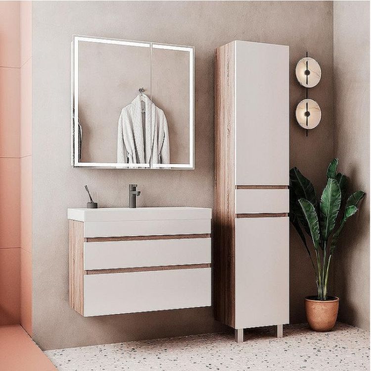 Тумба под раковину Volna Conty 80.2Y tpCNT80.2Y-01 подвесная Белая Дуб снома