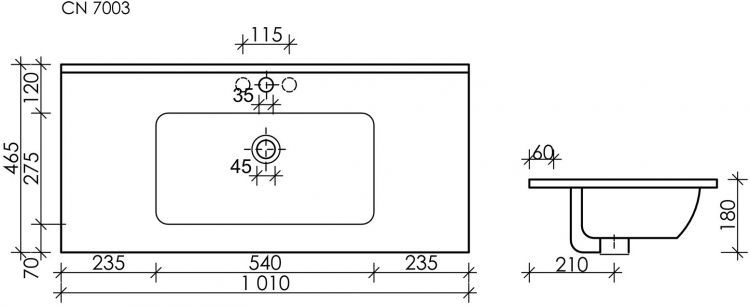 Умывальник CERAMICANOVA Element накладной прямоугольный (цвет Черный Матовый) CN7003MB