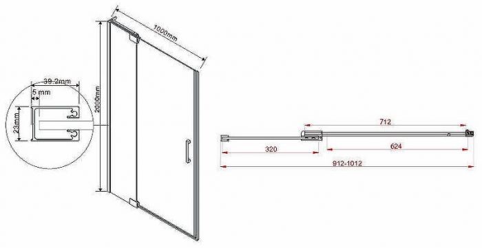 Душевая дверь Vincea Extra 100 VDP-1E9010CLGM профиль Вороненая сталь стекло прозрачное