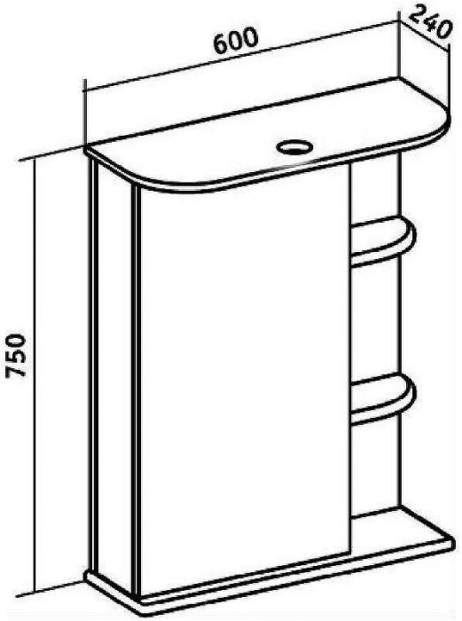 Зеркальный шкаф Runo Магнолия 60 L 00000000030 с подсветкой Белый