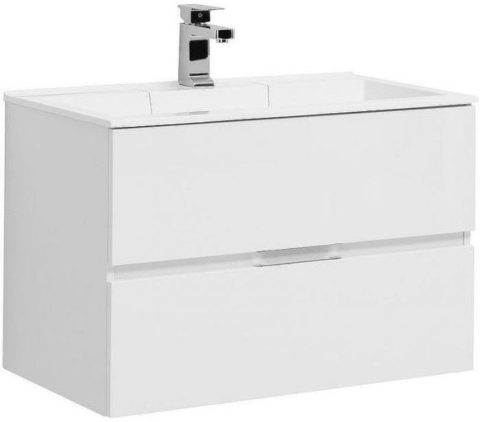 Тумба с раковиной Aquanet Алвита 80 238368 подвесная Белый глянец