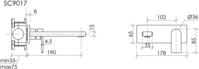 Смеситель для раковины SANCOS Studio c внутренней частью, черный матовый, SC9017MB